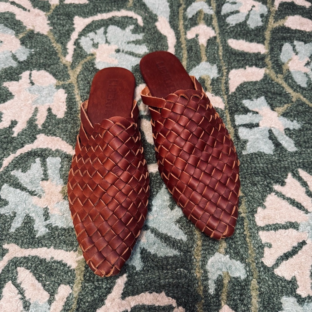 Liberte Leather Woven Mule - Prague Chocolate Slides - Picture 2 of 6